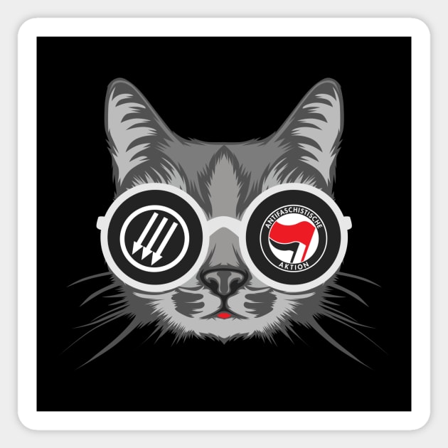 Anti-Fascist Cat Sticker by sqwear